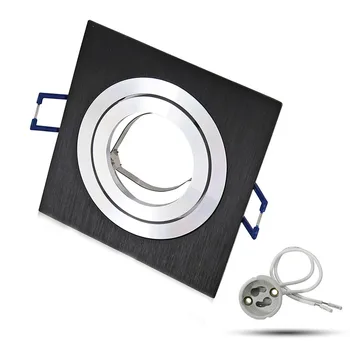 Square swiveling spot light mounting frame made of cast aluminum black with MR16 / GU10 lamps base socket 5cm bulbs
Square swiveling spot light mounting frame made of cast aluminum black with MR16 / GU10 lamps base socket 5cm bulbs