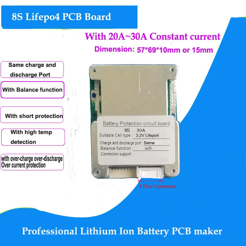 8S 24V 29.2V Lifepo4 battery BMS with 25A constant working current for e-bike Lifepo4 battery and others
8S 24V 29.2V Lifepo4 battery BMS with 25A constant working current for e-bike Lifepo4 battery and others