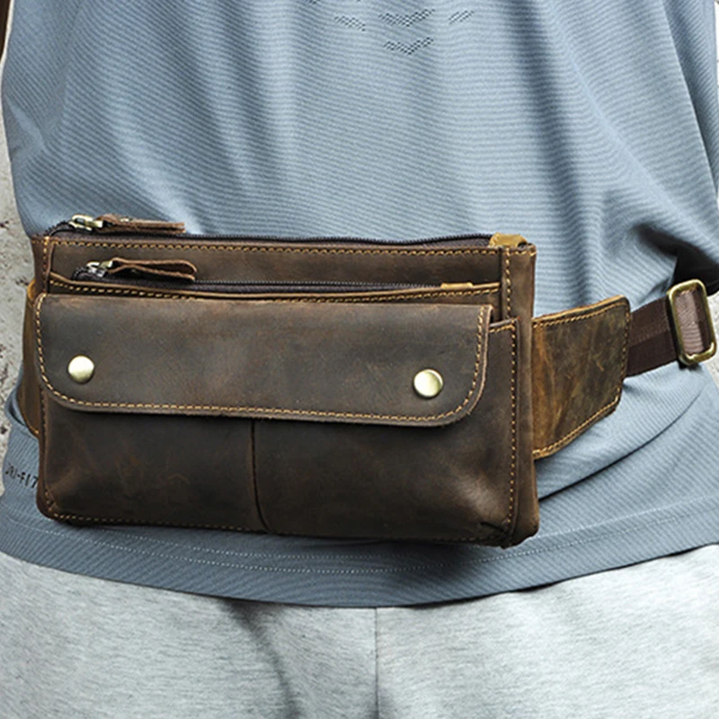 High Quality Crazy Horse Cowhide Chest Waist Bag Bum Pouch Camera Pocket Causal Genuine Leather Bags Men Hip Belt Fanny Pack 
High Quality Crazy Horse Cowhide Chest Waist Bag Bum Pouch Camera Pocket Causal Genuine Leather Bags Men Hip Belt Fanny Pack