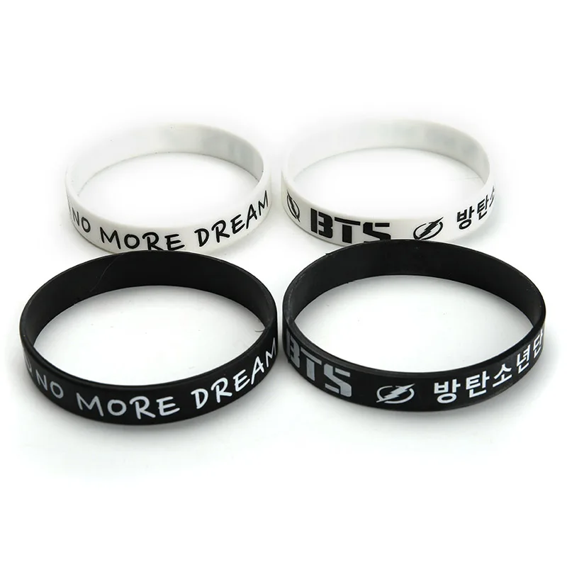 Black and White Color NO MORE DREAM K-POP BTS Bangtan Boys Wristband Silicone Bracelets Friendship Gifts
Black and White Color NO MORE DREAM K-POP BTS Bangtan Boys Wristband Silicone Bracelets Friendship Gifts