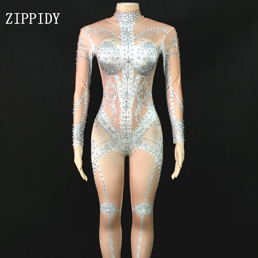 Sparkly Silver Rhinestones Stretch Nude Jumpsuit Birthday Celebrate Outfit Evening Wear Female Singer Show Bodysuit Leggings
Sparkly Silver Rhinestones Stretch Nude Jumpsuit Birthday Celebrate Outfit Evening Wear Female Singer Show Bodysuit Leggings