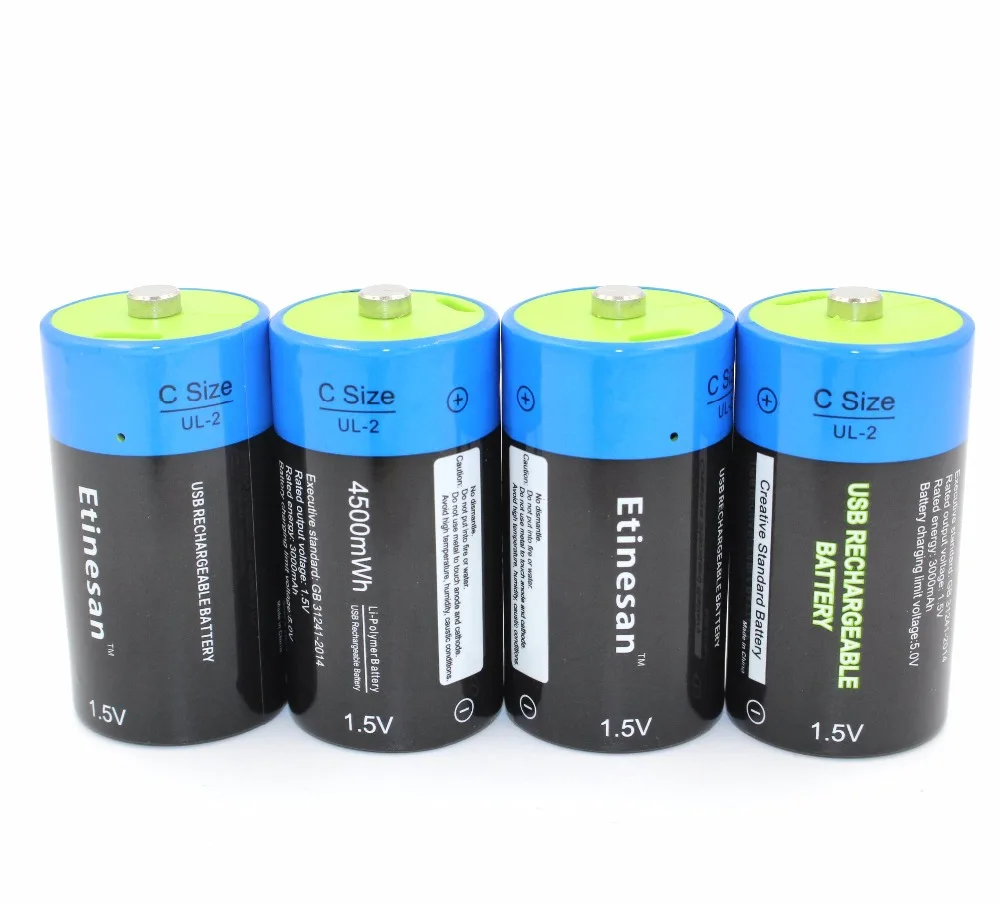 4pcs/lot Etinesan C Size 1.5v Lithium LiPo 4500mWh BIG CAPACITY C type Rechargeable C battery Brand New
4pcs/lot Etinesan C Size 1.5v Lithium LiPo 4500mWh BIG CAPACITY C type Rechargeable C battery Brand New