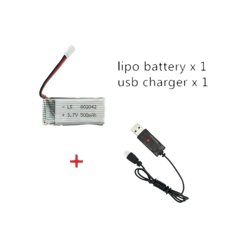 3.7V 500mAh 20C 802042 Lipo Battery with usb charging cable For E50 JRC H37 H31RC drone parts quadcopter
3.7V 500mAh 20C 802042 Lipo Battery with usb charging cable For E50 JRC H37 H31RC drone parts quadcopter