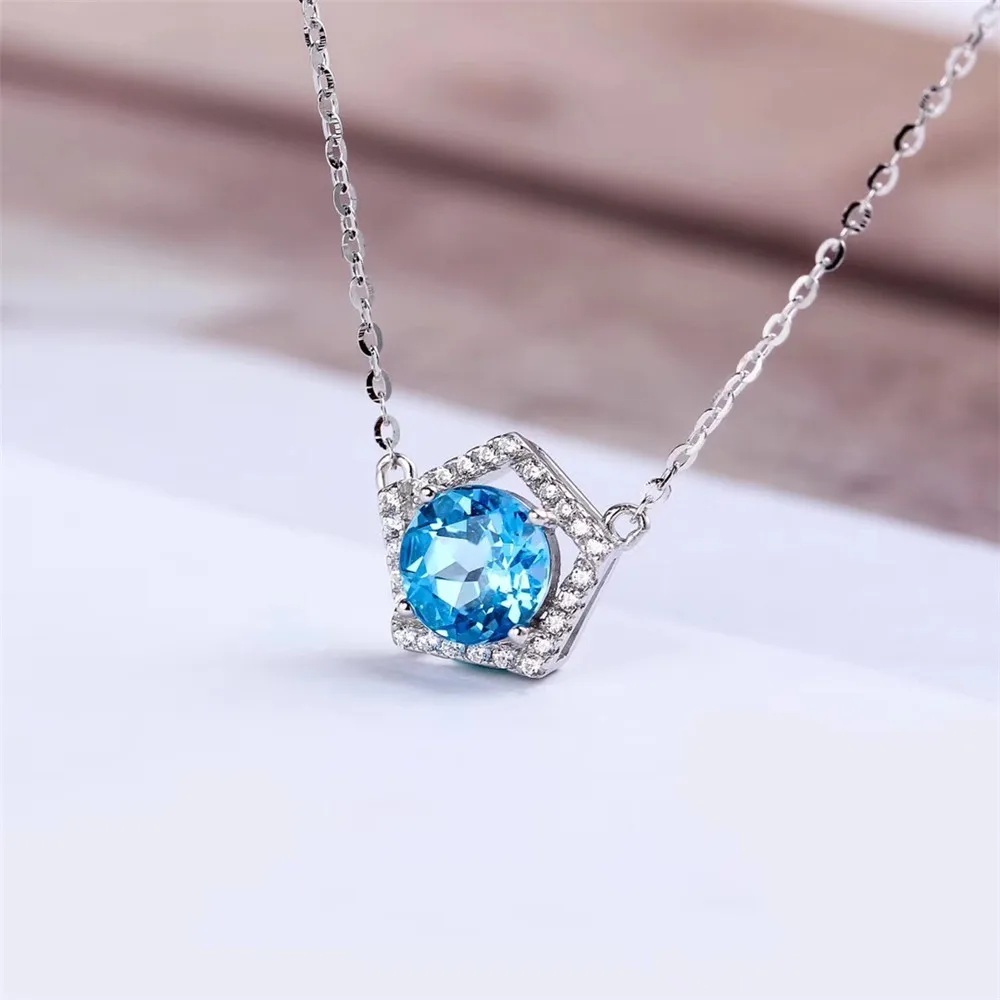 925 Sterling Silver Encrusted Topaz Natural Pendant Necklace 2018 Modern Women's Brand Jewelry Exquisite Engagement Pop Blue
925 Sterling Silver Encrusted Topaz Natural Pendant Necklace 2018 Modern Women's Brand Jewelry Exquisite Engagement Pop Blue