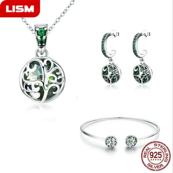 Authentic 925 Sterling Silver Sets Luxury Tree of Life Green Crystal AAA CZ Jewelry Set Sterling Silver Jewelry Gift
Authentic 925 Sterling Silver Sets Luxury Tree of Life Green Crystal AAA CZ Jewelry Set Sterling Silver Jewelry Gift