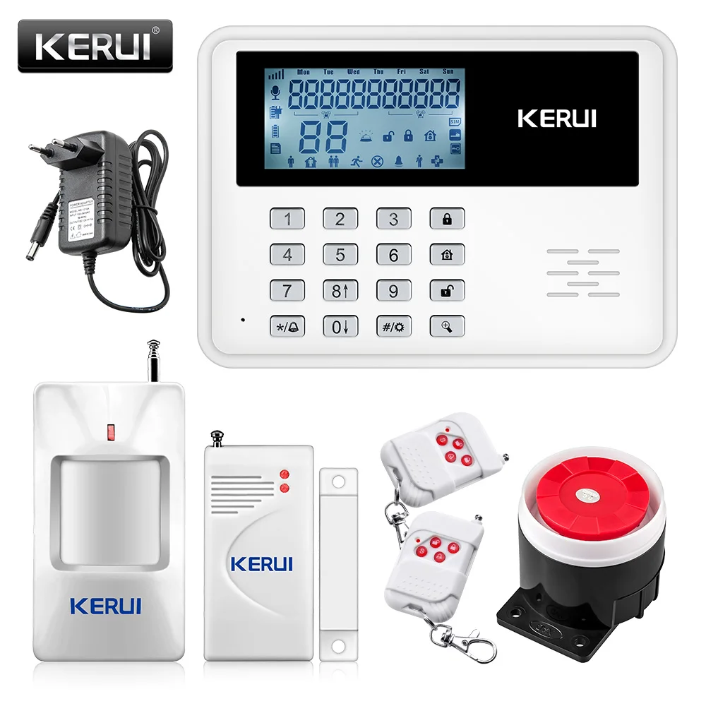 KERUI 5900G Voice Prompt GSM Alarm Systems LCD Display Wireless Door Sensor Home Security Wired Siren Kit SIM SMS Burglar Alarm
KERUI 5900G Voice Prompt GSM Alarm Systems LCD Display Wireless Door Sensor Home Security Wired Siren Kit SIM SMS Burglar Alarm