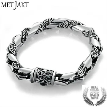 MetJakt Handmade Men's Vintage Thai Silver Bracelet Solid 925 Sterling Silver Bracelet for Male Biker Vintage Jewelry 21cm
MetJakt Handmade Men's Vintage Thai Silver Bracelet Solid 925 Sterling Silver Bracelet for Male Biker Vintage Jewelry 21cm