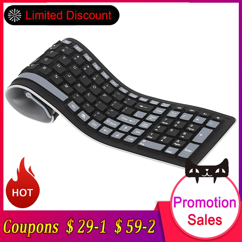 Portable 2.4G Wireless Keyboard Flexible Water Resistant Soft Silicone Mini Keyboard with USB Receiver for Tablet Computer
Portable 2.4G Wireless Keyboard Flexible Water Resistant Soft Silicone Mini Keyboard with USB Receiver for Tablet Computer