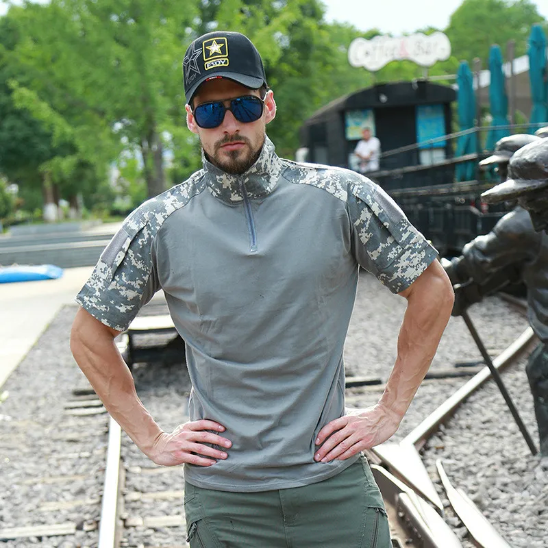 

ZOGAA Wew Assault Camouflage Tactical T Shirt Men Short Sleeve US Army Frog Combat T-Shirt Summer Multicam Military Tee Shirts