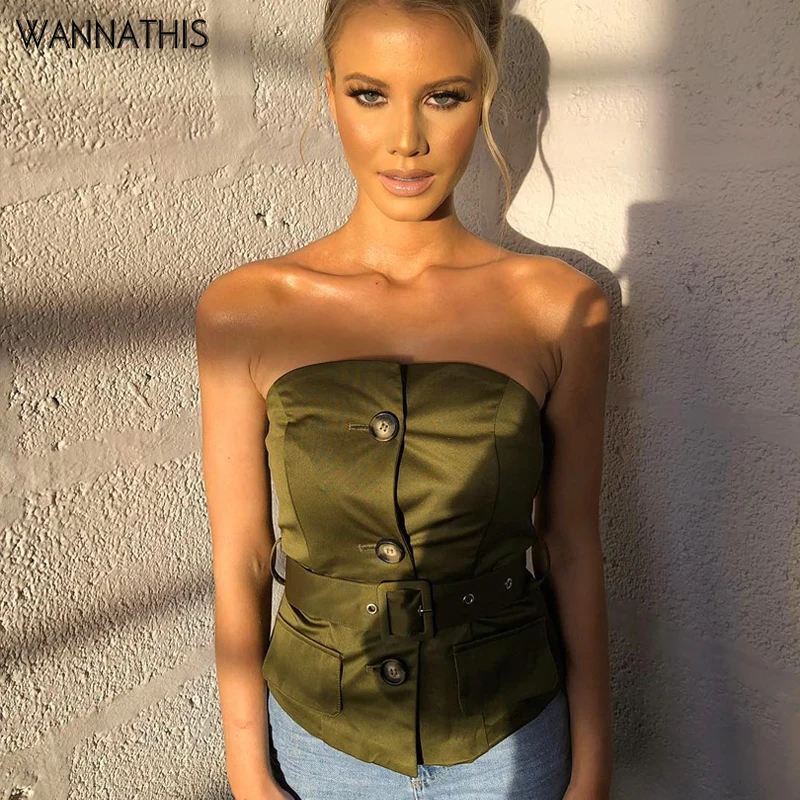 WannaThis Strapless Boob Tube Button Slim Crop Tops Sexy Women Summer 2019 Slash Neck Party Club Casual Streetwear Tanks Tops
WannaThis Strapless Boob Tube Button Slim Crop Tops Sexy Women Summer 2019 Slash Neck Party Club Casual Streetwear Tanks Tops