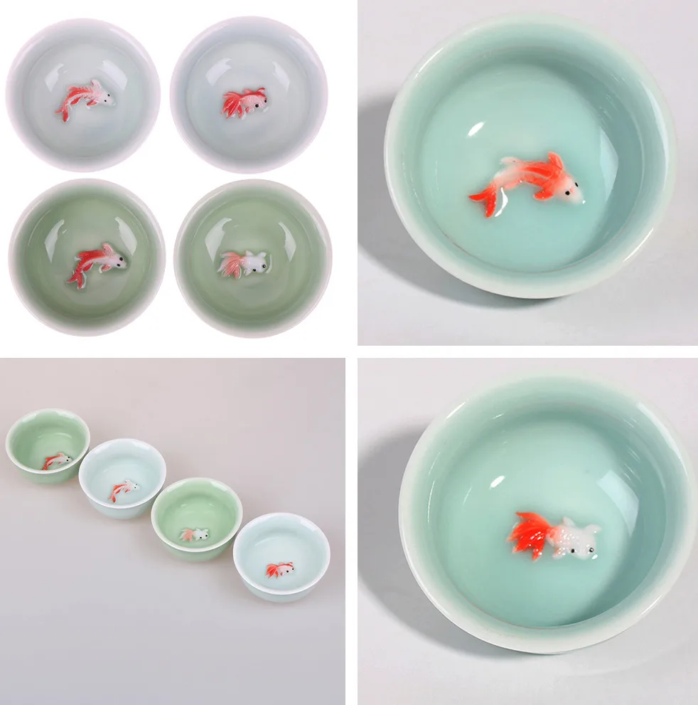 

1PCS Ceramic China Kung Fu Tea Set Ceramic Cup Chinese Gift Chinese Tea Cup Porcelain Celadon Fish Teacup Set Teapot Drinkware