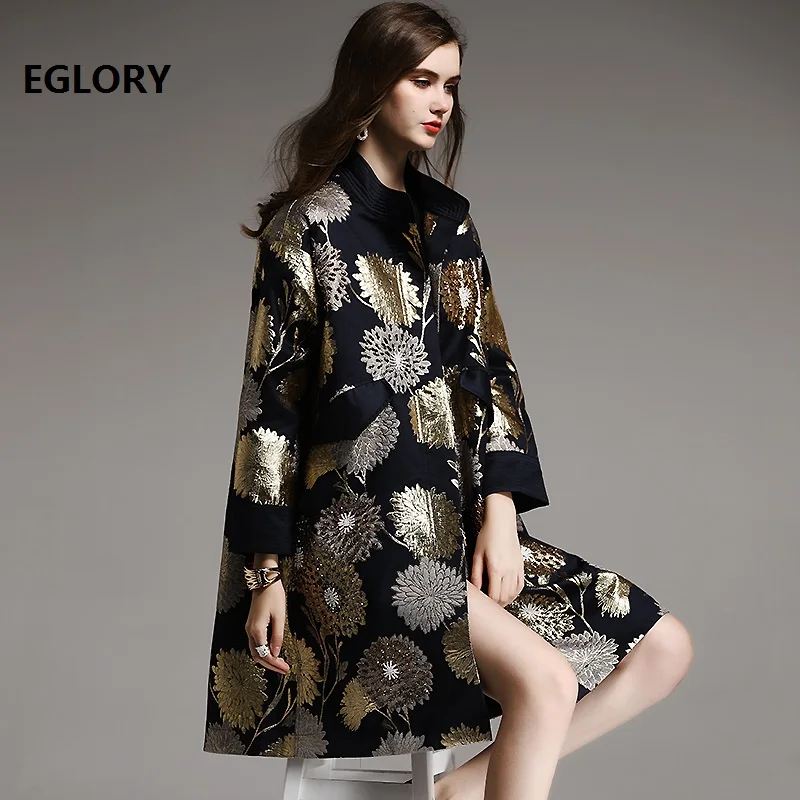 Top Quality Designer Coat Trench Autumn Spring Overcoats Women Didamond Beading Vintage Jacquard Print Plus Size Long Coat Femme
Top Quality Designer Coat Trench Autumn Spring Overcoats Women Didamond Beading Vintage Jacquard Print Plus Size Long Coat Femme