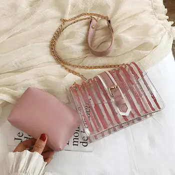 Transparent jelly square bag 2019 summer new quality PVC Women's Designer Handbag Lock chain shoulder messenger bag Bolsos Mujer
Transparent jelly square bag 2019 summer new quality PVC Women's Designer Handbag Lock chain shoulder messenger bag Bolsos Mujer