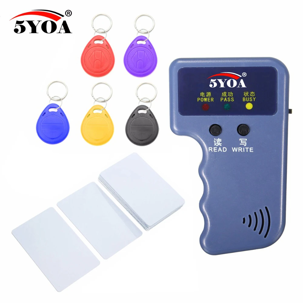 RFID Card Reader Video Programmer 125KHz EM4100 Copier Writer Duplicator + EM4305 T5577 Rewritable ID Keyfobs Tags Card
RFID Card Reader Video Programmer 125KHz EM4100 Copier Writer Duplicator + EM4305 T5577 Rewritable ID Keyfobs Tags Card