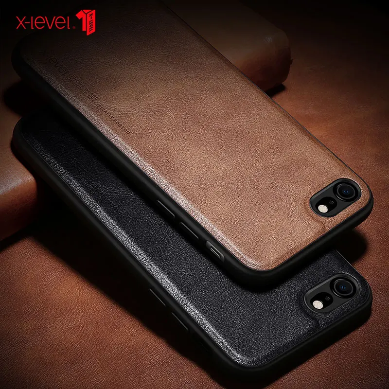 Роскошный Ультратонкий кожаный чехол X level для iphone 6 6s 7 8 Plus мягкий силиконовый