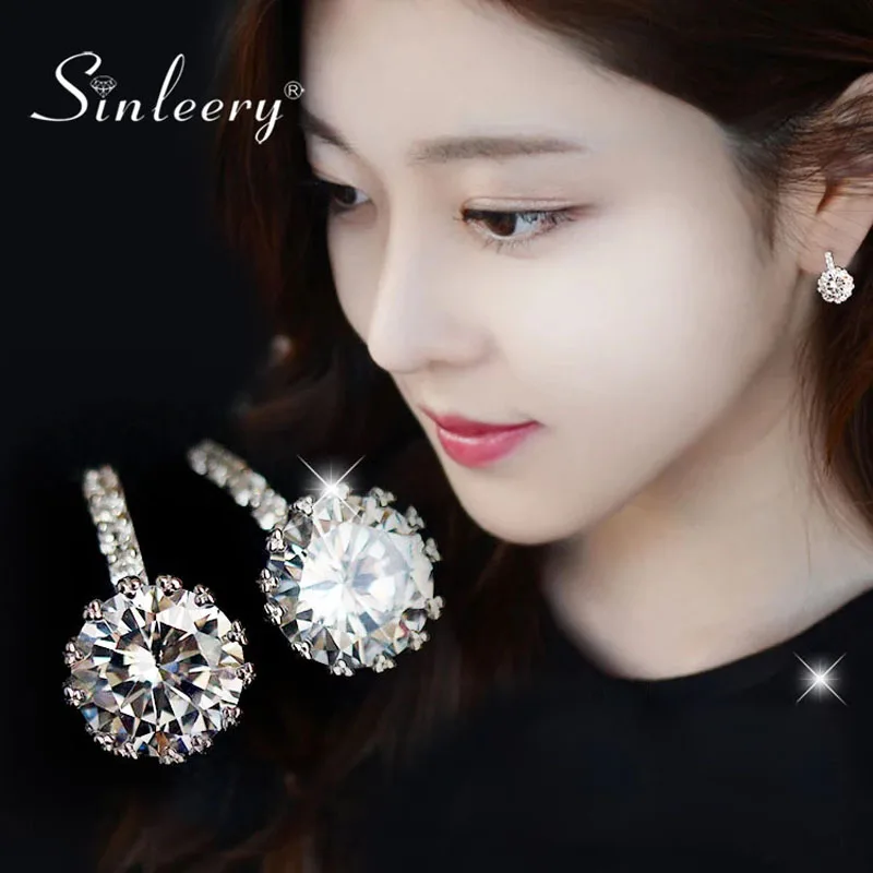 SINLEERY Korean Silver Color Sparkling Round Crystal Stud Earrings Jewelry For Women Wedding Piercing Es322 SSH
SINLEERY Korean Silver Color Sparkling Round Crystal Stud Earrings Jewelry For Women Wedding Piercing Es322 SSH
