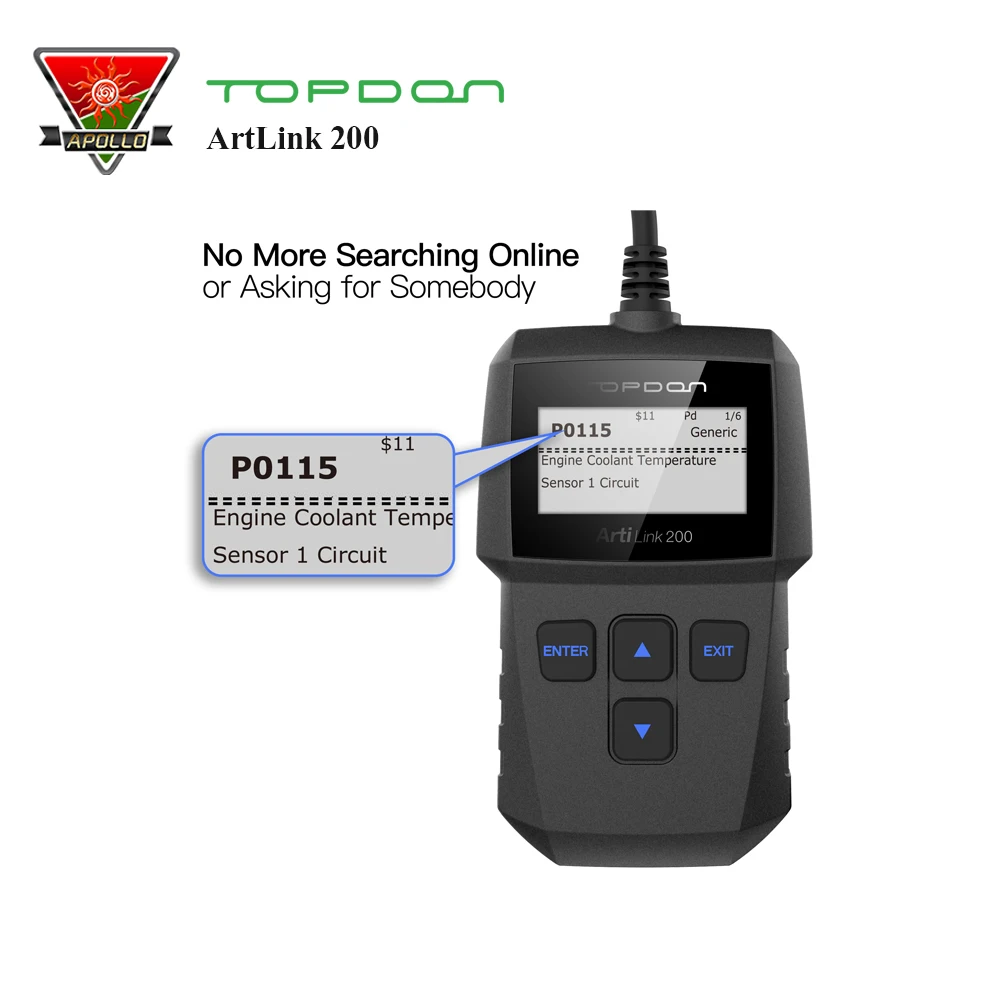 Topdon Obd2 ArtiLink 200 OBD II/EOBD Code Reader for DTC Reading/Clearing MIL AL200 Car Scanner
Topdon Obd2 ArtiLink 200 OBD II/EOBD Code Reader for DTC Reading/Clearing MIL AL200 Car Scanner