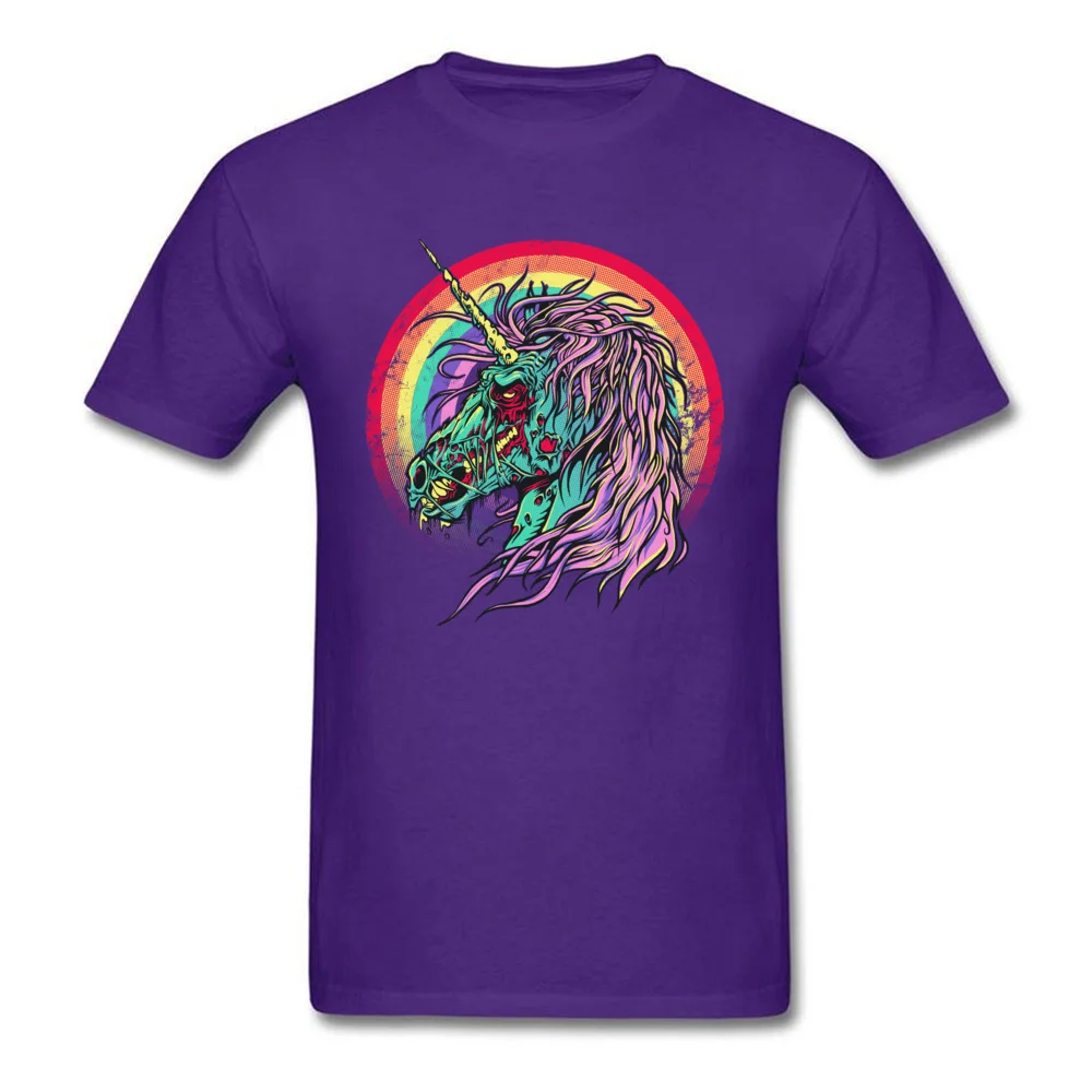 Plain Men's T Shirt Zombie Unicorn Family T Shirts All Cotton Short Sleeve Normal Sweatshirts Round Neck Wholesale Zombie Unicorn purple