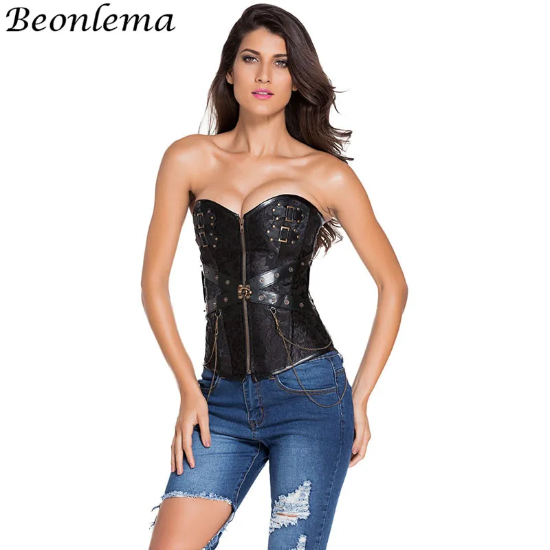 Beonlema Rivet Punk Bodice Bustiers Women Overbust Zipper Black Corset Steampunk Accessories Belt Korse Vintage Clothing
Beonlema Rivet Punk Bodice Bustiers Women Overbust Zipper Black Corset Steampunk Accessories Belt Korse Vintage Clothing
