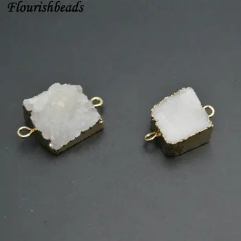 Two Loops White Druzy Quartz Square Shape Beads Jewelry Connectors Necklace Links 6pc per lot
Two Loops White Druzy Quartz Square Shape Beads Jewelry Connectors Necklace Links 6pc per lot
