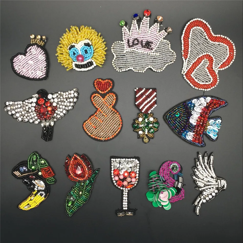 3D Handmade Rhineston beaded Patches Clown heart fish imperial crown Sew on sequined patch for clothing beading Applique cool
3D Handmade Rhineston beaded Patches Clown heart fish imperial crown Sew on sequined patch for clothing beading Applique cool