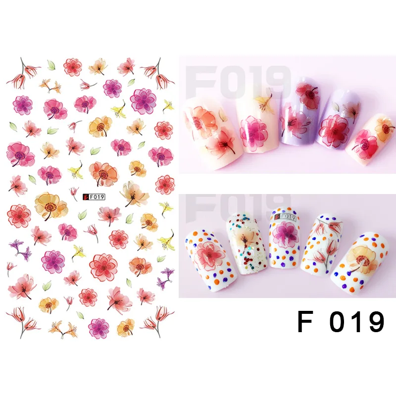 WYUEN New Flower Nail Sticker Henna 3D Simulation Leaf Decals Manicure Art Decoration for Women N-F 019 | Красота и здоровье