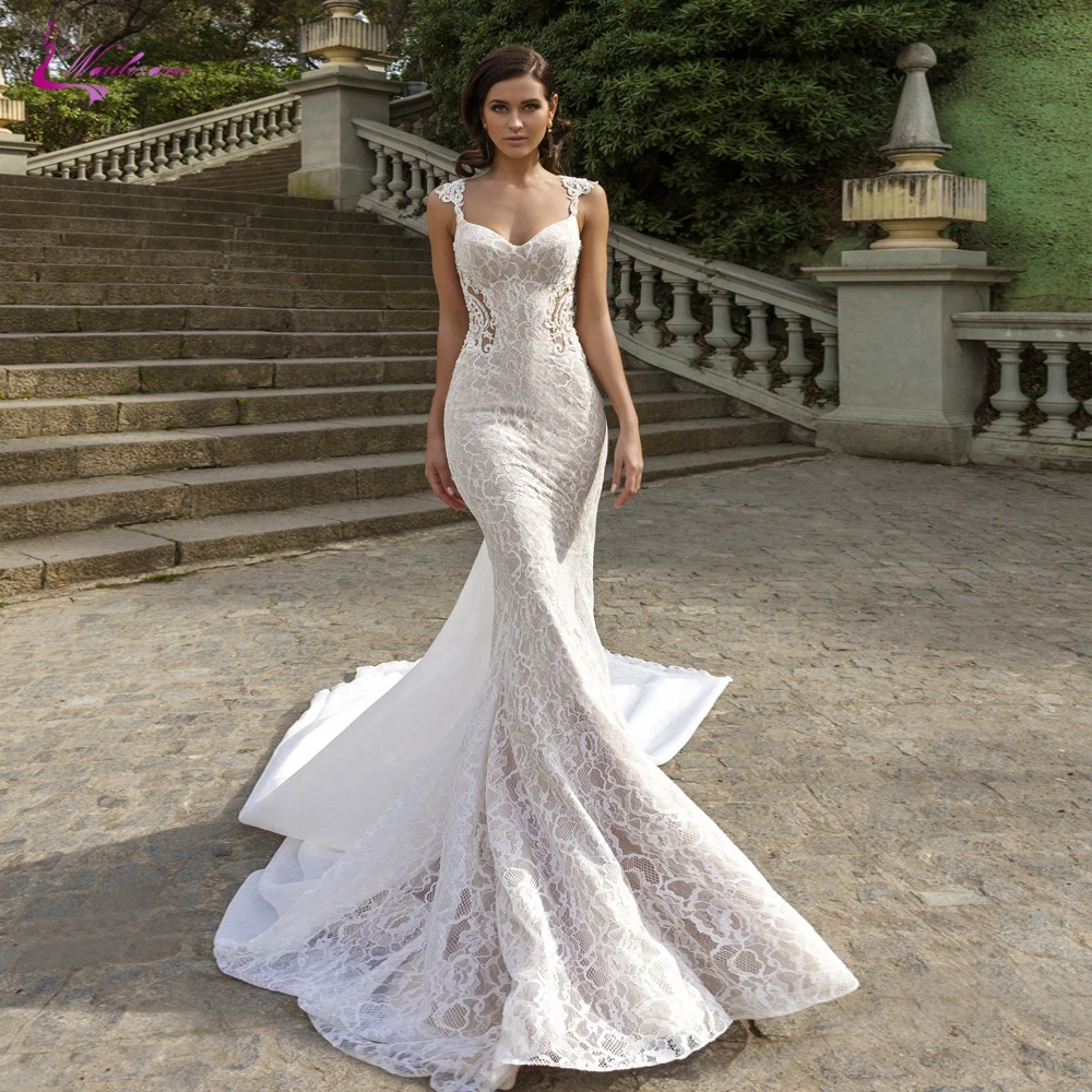 Waulizane Skin Tulle Of Gengrous Mermaid Wedding Dress With Elegant Lace Count Train Bride Dress
Waulizane Skin Tulle Of Gengrous Mermaid Wedding Dress With Elegant Lace Count Train Bride Dress