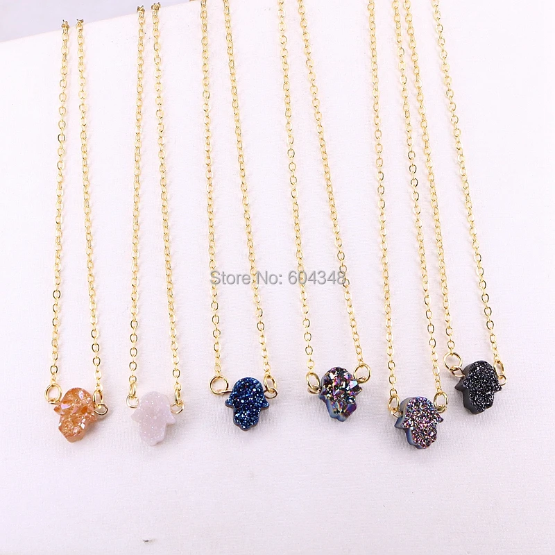 5 Strands ZYZ180-9848 Nature titanium stone hamda hand drusy connector pendant necklace with gold metal link chain jewelry
5 Strands ZYZ180-9848 Nature titanium stone hamda hand drusy connector pendant necklace with gold metal link chain jewelry