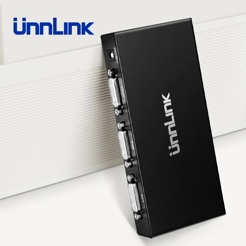 Фото Unnlink переключатель DVI 2X1 2 порта в 1 выход UHD 4K FHD 1080P с ИК пультом - купить