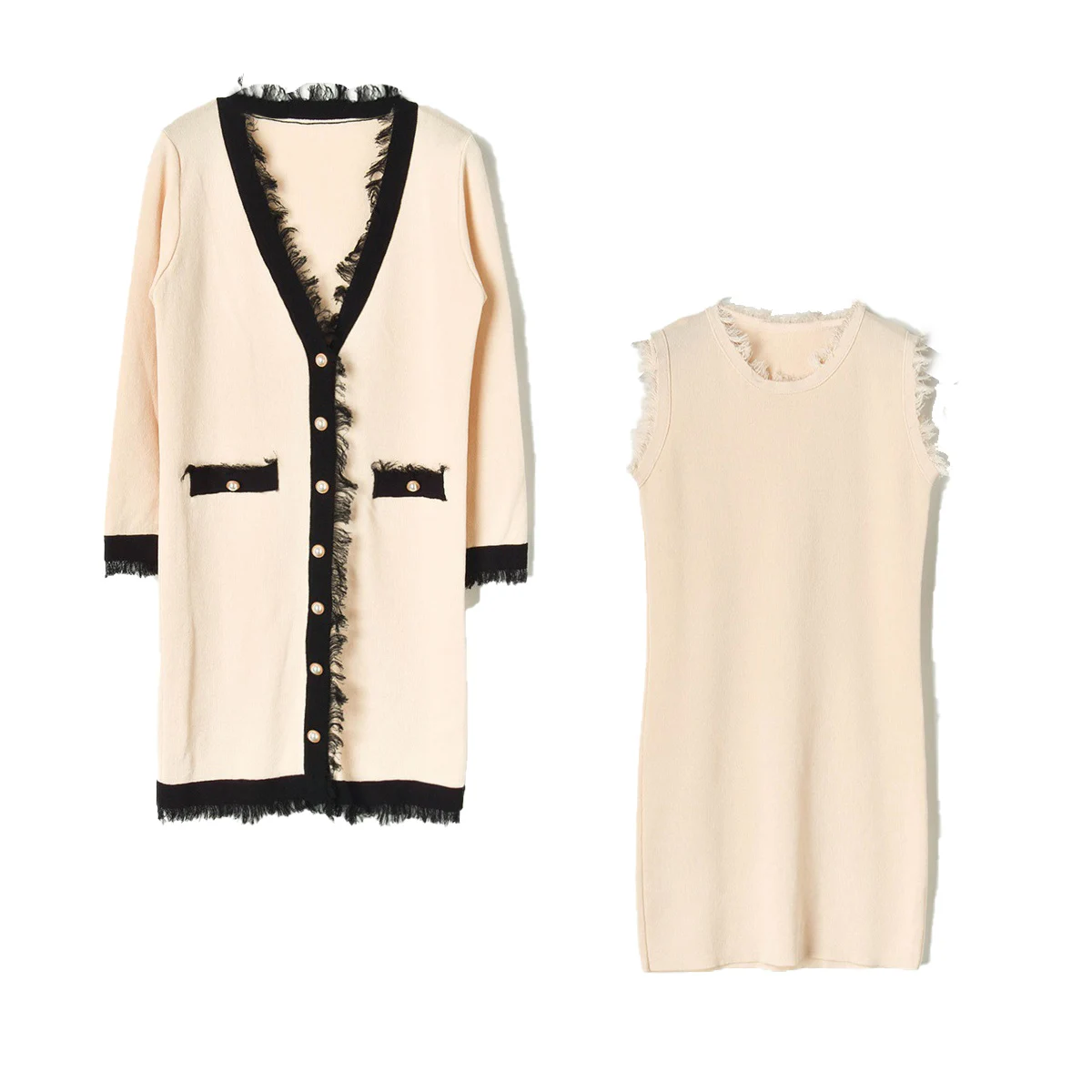 Jastie Knitted Two Piece Women Set V-Neck Long Sleeve Cardigan & Sleeveless Mini Dress 2 pcs Set Suit Sweater conjuntos de mujer
Jastie Knitted Two Piece Women Set V-Neck Long Sleeve Cardigan & Sleeveless Mini Dress 2 pcs Set Suit Sweater conjuntos de mujer