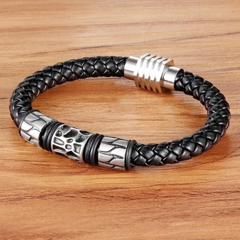 TYO 2 Styles Stainless Steel Genuine Leather Bracelet with Magnet Buckle Geometric Pattern Neo-Gothic Jewelry For Birthday Gift 
TYO 2 Styles Stainless Steel Genuine Leather Bracelet with Magnet Buckle Geometric Pattern Neo-Gothic Jewelry For Birthday Gift