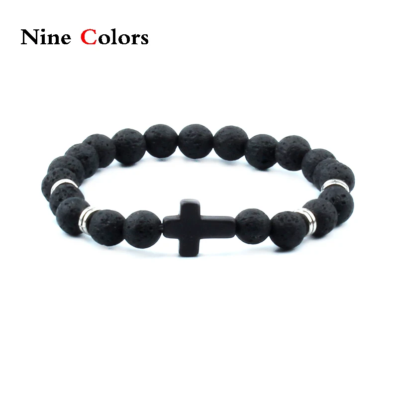 Lucky gift bracelets and bangles mm 8mm Natural Lava stone for men with Jesus cross charm for women-SL101
Lucky gift bracelets and bangles mm 8mm Natural Lava stone for men with Jesus cross charm for women-SL101