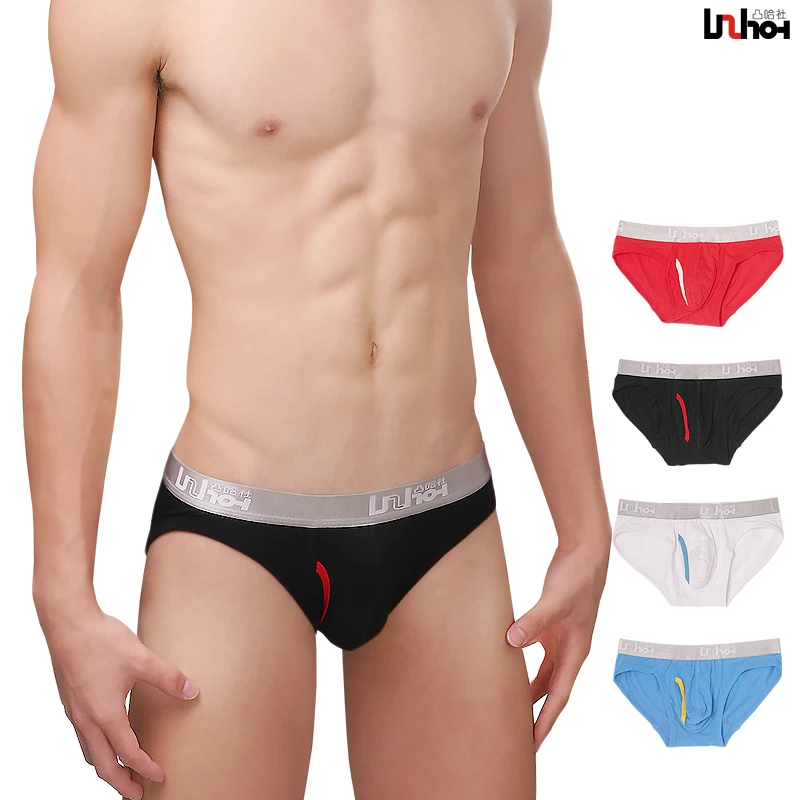 

UzHot double layer U convex bag silver side cotton men's briefs underwear 13012