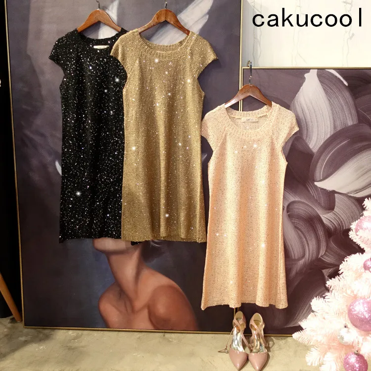 Cakucool Summer Short Sleeved Dress Sequined Bling O-neck Vestido Elegant Sexy Slim Knitted Mini Dresses Luxery
Cakucool Summer Short Sleeved Dress Sequined Bling O-neck Vestido Elegant Sexy Slim Knitted Mini Dresses Luxery