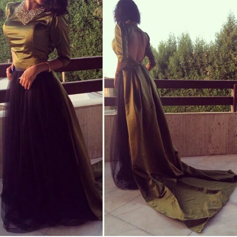 Fashion Exquisite Beading O Neck Three Quarter Sleeve Keyhole Back A Line Prom Dresses with Overskirt
Fashion Exquisite Beading O Neck Three Quarter Sleeve Keyhole Back A Line Prom Dresses with Overskirt