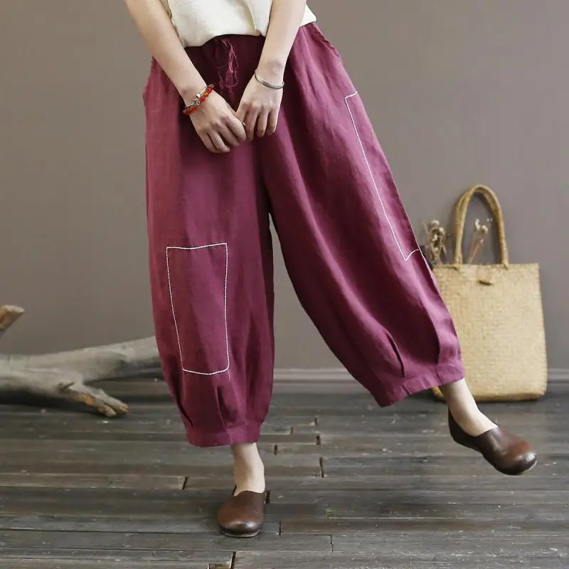 Johnature Loose Ankle-length Pants Casual Elastic Waist Solid Color Harem Pants 2019 New Summer Clothes Trousers Women Pants
Johnature Loose Ankle-length Pants Casual Elastic Waist Solid Color Harem Pants 2019 New Summer Clothes Trousers Women Pants