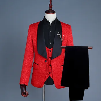Mens Classics Red Floral Design 3 Piece Suit Slim Fit Wedding Men Grooms Evening Prom Shawl Lapel Formal Suit One Button Blazer
Mens Classics Red Floral Design 3 Piece Suit Slim Fit Wedding Men Grooms Evening Prom Shawl Lapel Formal Suit One Button Blazer