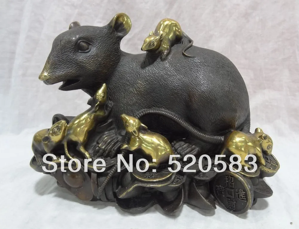 free 9" Chinese Pure Bronze Gilt FengShui Wealth YuanBao Coin Mouse Statue Figurine fast
free 9" Chinese Pure Bronze Gilt FengShui Wealth YuanBao Coin Mouse Statue Figurine fast