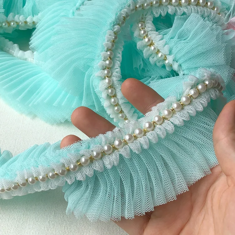 5Yards/lot 5cm wide blue/pink Delicate pleated beaded lace cute skirt baby clothes pet clothing mesh lace accessories SC615
5Yards/lot 5cm wide blue/pink Delicate pleated beaded lace cute skirt baby clothes pet clothing mesh lace accessories SC615