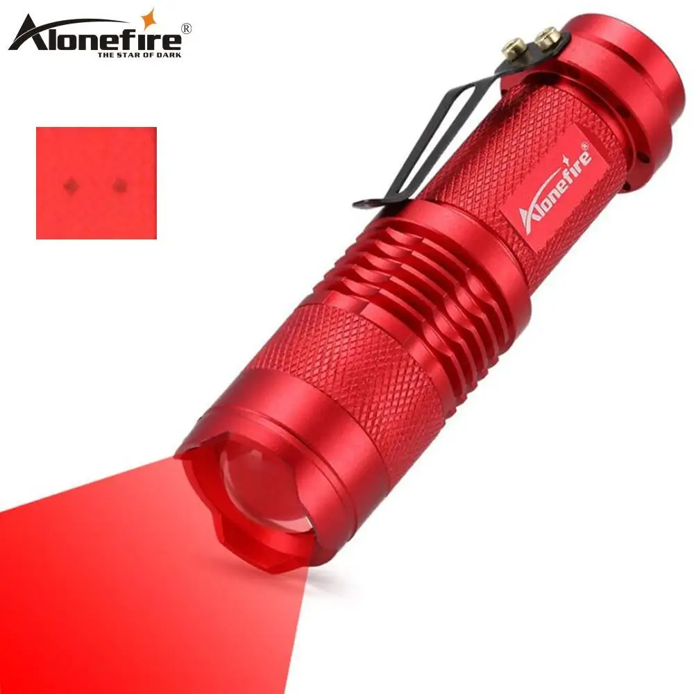 

AloneFire SK68 Mini Adjustable Red Light Flashlight Foucs Zoom Tactical Flashlight Torch for Hunting Detector