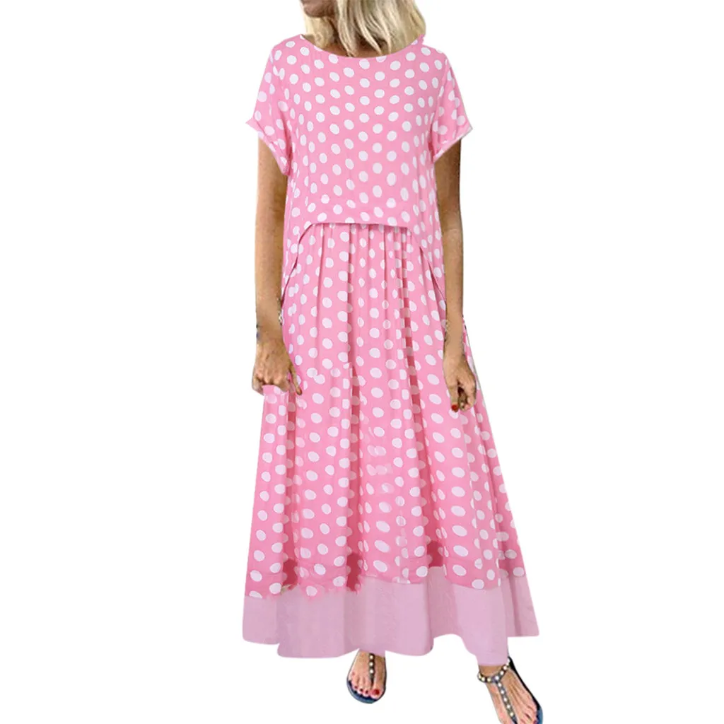 SAGACE Women Polka Dot Fake Two Pieces O-Neck Short Sleeve Summer Plus Size Maxi Dress Fashion Dot Loose Casual Dress July 11
SAGACE Women Polka Dot Fake Two Pieces O-Neck Short Sleeve Summer Plus Size Maxi Dress Fashion Dot Loose Casual Dress July 11