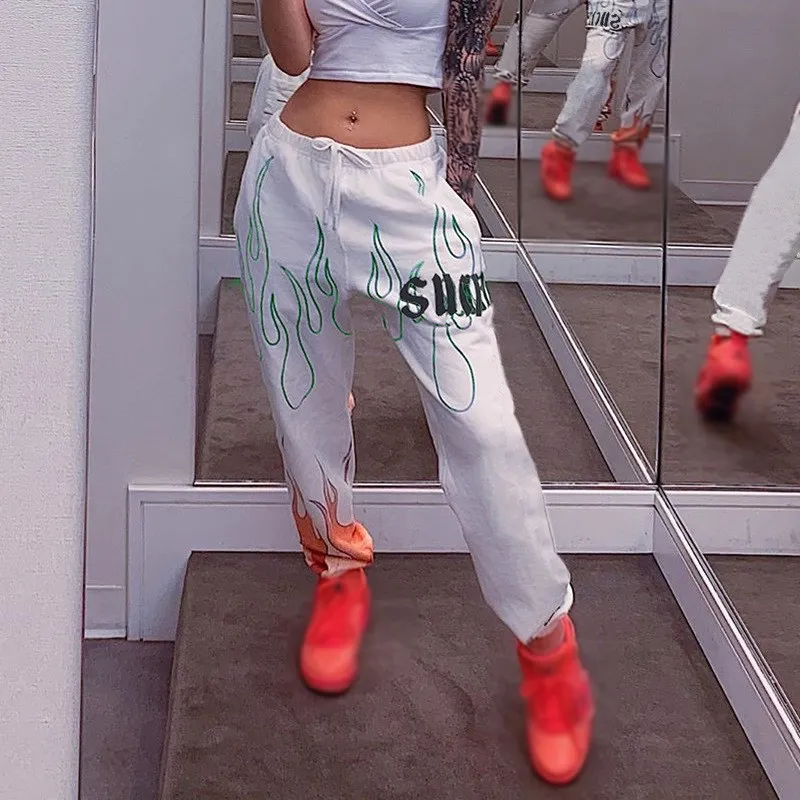 Summer Streetwear Fire Printed Joggers Women Harajuku White High Waist Pants Print Casual Capri Loose Baggy Trousers
Summer Streetwear Fire Printed Joggers Women Harajuku White High Waist Pants Print Casual Capri Loose Baggy Trousers