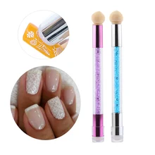 Double End Nail Art Gel Polish Kleurverloop Borstel Spons Transfer Stempelen Strass Handvat Bloeiende Pen Manicure Tool(China)