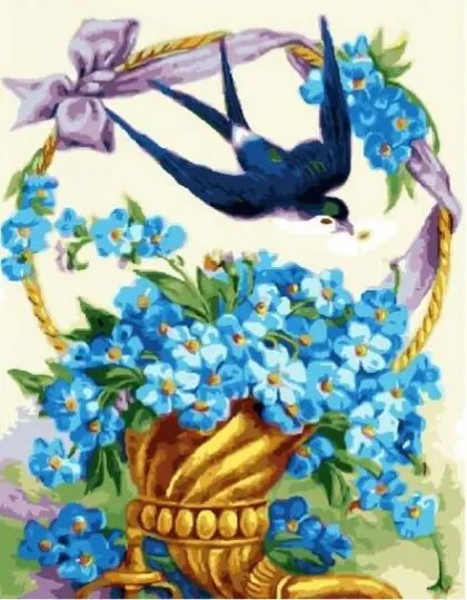 cioioil-T1264 Flowers and birds in the flower basket DIY Painting By Numbers Acrylic Paint On Canvas Modern Wall Art Picture Coloring By Numbers