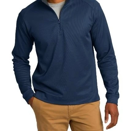 Port Authority K805 Mens Vertical Texture 1 by 4-Zip Pullover Regatta Blue & Iron Grey - 2XL (1)
