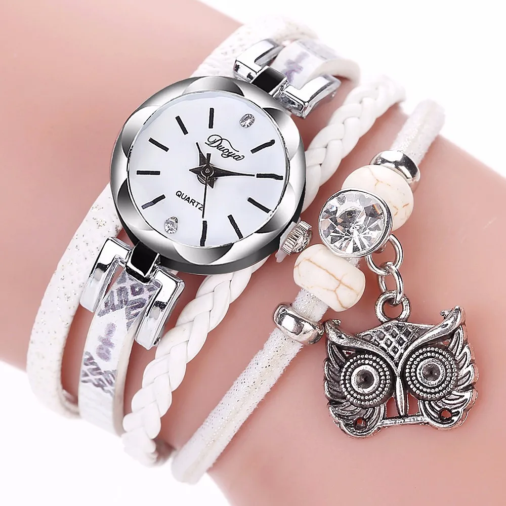 Duoya Women Fine Leather Band Winding Watch Ladies Elegant Owl Pendant Bracelet Analog Quartz Wrist Watches Female Clock #Zer
Duoya Women Fine Leather Band Winding Watch Ladies Elegant Owl Pendant Bracelet Analog Quartz Wrist Watches Female Clock #Zer