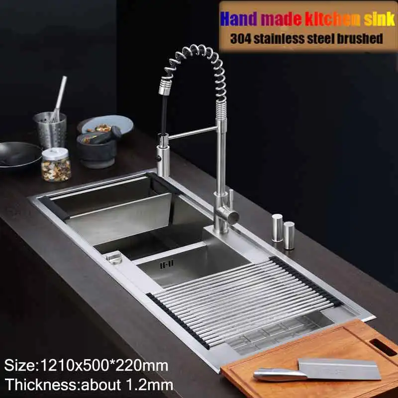 multi-functional kitchen sink 120*55cm 304 Stainless Steel hand made singledouble bowl Large Space Kitchen Flume with faucet
multi-functional kitchen sink 120*55cm 304 Stainless Steel hand made singledouble bowl Large Space Kitchen Flume with faucet