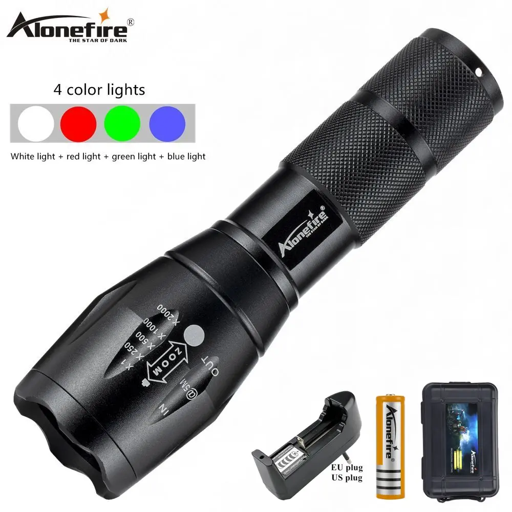 Alonefire E17WRGB Red/Green/blue/White Tactical Flashlight LED Scout Ultra Bright Hunting light Waterproof torch by 18650
Alonefire E17WRGB Red/Green/blue/White Tactical Flashlight LED Scout Ultra Bright Hunting light Waterproof torch by 18650