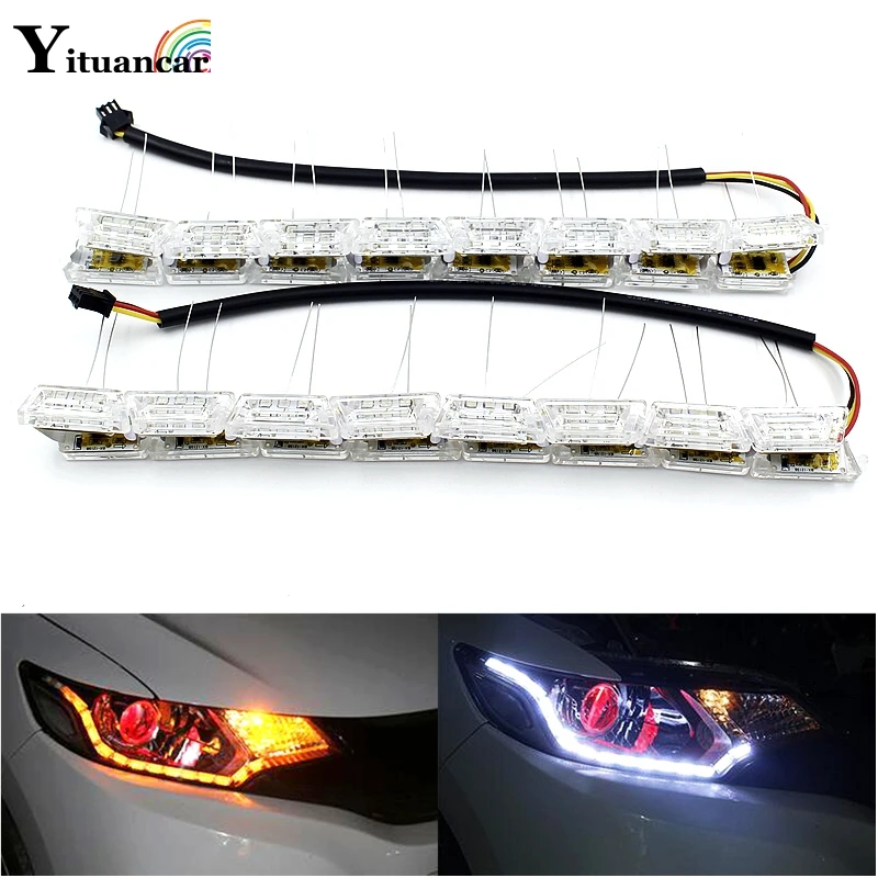 Yituancar 2Pcs Flexible White/Amber LED DRL Daytime Running Strip Light Flasher Flow Styling Turn Signal Steering Car Lighting
Yituancar 2Pcs Flexible White/Amber LED DRL Daytime Running Strip Light Flasher Flow Styling Turn Signal Steering Car Lighting