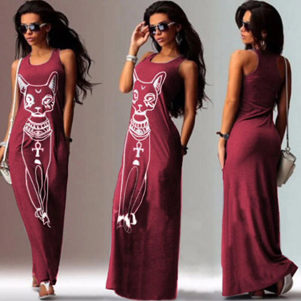 2019 New Women Summer Long Maxi Dress Casual Cat Print Boho Beach Dresses Black Sexy Evening Party Bodycon Dress Vestidos XXL
2019 New Women Summer Long Maxi Dress Casual Cat Print Boho Beach Dresses Black Sexy Evening Party Bodycon Dress Vestidos XXL